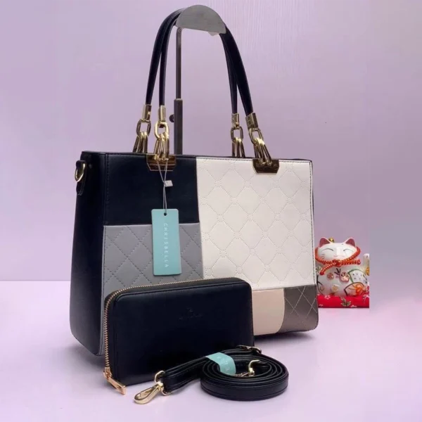 Chrisbella Color-Block Quilted Tote Bag