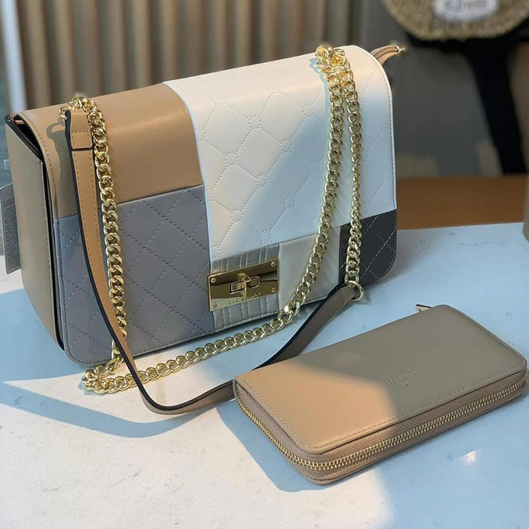 Chrisbella Quilted Colourblock Flap Bag