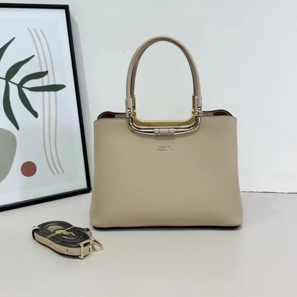 Classic Structured Satchel Top-Handle Handbag includes a detachable crossbody strap
